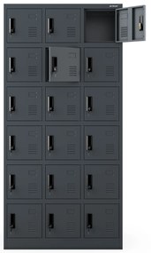 Sociálna skrinka s priehradkami KAROL, 900 x 1850 x 400 mm, antracitová