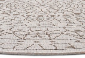 Hanse Home, Kusový koberec Twin-Wendeteppiche 105475 Linen kruh – na von aj na doma, 140x140 (priemer) kruh, hnedá, chodba / predsieň