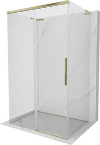Mexen Rox-3SL, 3-stenný posuvný sprchový kút 100 x 95 cm, číre sklo, zlatý profil, 8C2L-100-095-50-00-3S