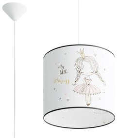 Detské závesné svietidlo Princess, 1x plastové tienidlo so vzorom, (fi 30cm)