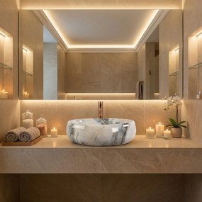 Rea Linda Granit umývadlo, 49 x 34 cm, imitácia kameňa-granit lesklý, REA-U2514