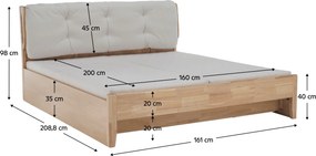 Manželská posteľ 160 cm Fresas (prírodná) (s roštom) (s úl. priestorom). Vlastná spoľahlivá doprava až k Vám domov. 1116339