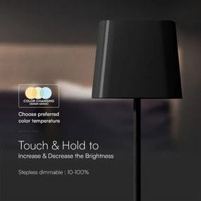 LED Solárna magnetická stolná lampa LED/5W/5V 3000-6000K 3600 mAh IP65 čierna