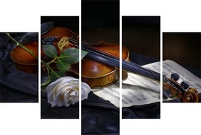 Obraz - Ruže a husle (150x105 cm)