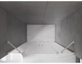 Mexen Velar Duo, posuvné sprchové dvere do otvoru 150 cm, 8mm sklo námraza, brúsená oceľ, 871-150-000-32-97