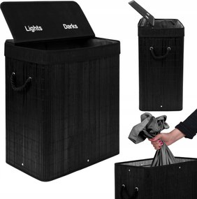 Dvojkomorový bambusový kôš na bielizeň Soren - čierny