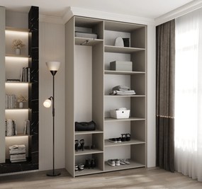 Šatníková skriňa 130 cm Carmela 50-3 (kašmír + čierna). Akcia -19%. Vlastná spoľahlivá doprava až k Vám domov. 1126779