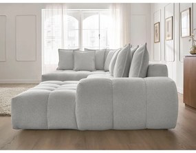 Svetlosivá ženilková rozkladacia/s úložným priestorom rohová pohovka (ľavý roh/do tvaru "U") Everest – Bobochic Paris