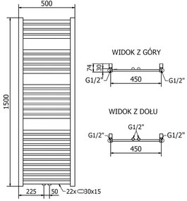 Mexen Hades, elektrické vykurovacie teleso 1500 x 500 mm, 600 W, zlatá lesklá, W104-1500-500-2600-50