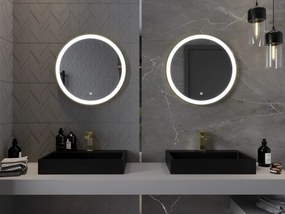 Mexen Esso, okrúhle LED podsvietené kúpeľňové zrkadlo 60 cm, 6000K, vykurovacia podložka proti zahmlievaniu, zlatý rám, 9825-060-060-611-50