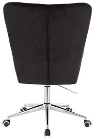 LuxuryForm DESIGN Kreslo AMADEO VELUR na striebornej podstave s kolieskami - čierne