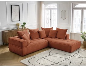 Terakotová ženilková rohová pohovka (pravý roh/do L) Whesley – Bobochic Paris