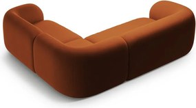 Zamatová rohová pohovka v terakotovej farbe (pravý roh/do L) Kate – Micadoni