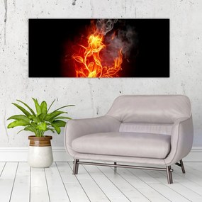 Obraz - Ruže v ohni (120x50 cm)