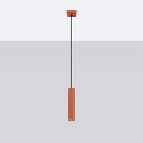 Závesné svietidlo Karbon, 1x okrovo červené kovové tienidlo