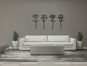 drevko Drevená nálepka Kvety Rozmer obrazu: 22,5 x 44,5 cm, Farba dekorácie: Čierna
