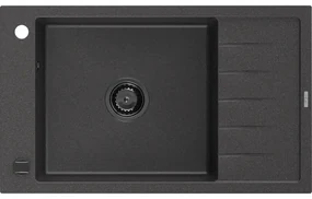 Mexen Elias, granitový drez granitový 795x480x200 mm, 1-komorový, čierna-škvrny s čiernym sifónom, 6511791005-76-B
