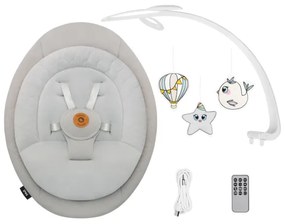 Lionelo - Detské hojdacie kresielko s melódiou MELL Beige Sand 4xAA + diaľkové ovládanie