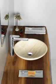 Sapho Sapho, BLOK 1 kamenné umývadlo priemer 40cm, leštený béžový travertin, 2401-01