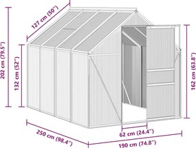 Multidom Skleník s podkladovým rámom, antracitový, hliník 4,75 m²