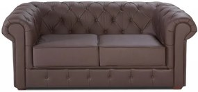 Kožená sedacia súprava Chesterfield 3 + 2 + 1, tm. hnedá