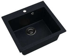 Sink Quality Ferrum 50, kuchynský granitový drez 490x450x195 mm + čierny sifón, brocade, SKQ-FER.B.1K50.XB