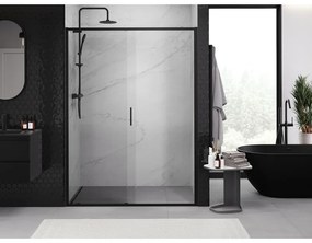 Mexen Exo, posuvné dvere do otvoru 145x200 cm, 6mm číre sklo, čierny profil, 8151-145-000-70-00