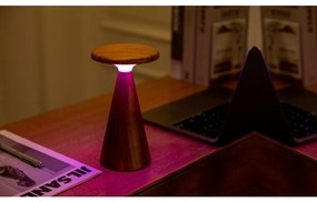 LED stolová lampa v tmavoprírodnej farbe s dreveným tienidlom (výška 21 cm) Sylva – Gingko