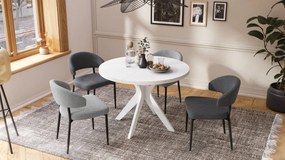 RENZO Biely - OKRÚHLY STÔL Ø110 ROZKLADACÍ DO 180 cm | DO KUCHYNE JEDÁLNE OBÝVAČKY RETRO