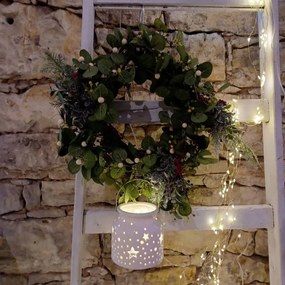 DECOLED Vianočný svietnik, 14 x 14 x 11,5 cm, biely