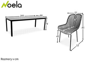Noela Záhradný jedálenský set Milano + 8x stolička GABY ružová