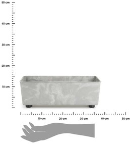 PLASTOVÝ KVETINÁČ SALVIA 37,5X17 CM IMITÁCIA BETÓNU SIVÁ