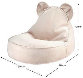 Béžový zamatový detský sedací vak Bear – Wigiwama