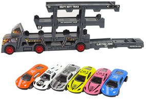 Lean Toys Veľký sivý 3-poschodový kamión + 6 Autíčok