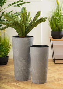 PLASTOVÝ KVETINÁČ URBANIKA SADA 2KS 57X30 CM+46,6X25,5 CM IMITÁCIA BETÓNU SIVÁ