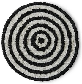 Béžovo-čierna okrúhla bavlnená kúpeľňová predložka Bath mat - Ø 120 cm