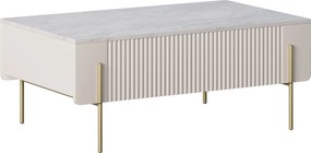 Kávový stolík Malmi 100 cm so zásuvkami - kasmír / krémová biela / zlaté nohy