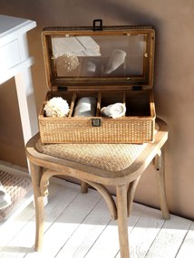Prírodná ratanová stolička Old French stool - 42*42*46 cm