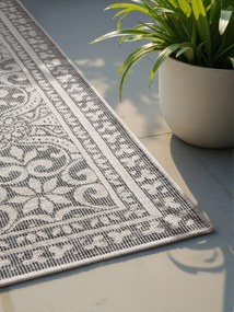 NORTHRUGS, Kusový koberec Duet 106251 Rosel White/Gray - na von aj na doma, 120x170, šedá, chodba / predsieň