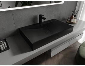 Mexen Poli, umývadlo na dosku z konglomerátu 1/O 80 x 48 cm, čierna matná, 23028071