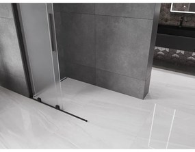Mexen Velar, sprchová zástena s posuvnými dverami Walk-in 85 x 200 cm, 8mm sklo námraza, čierna matná, 871-085-000-33-70