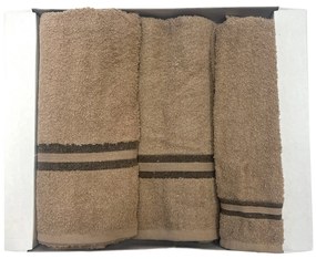 Darčekové balenie 3 kusov osušky 70x140cm a uterákov 50x100cm, 30x50cm Hnedé TiaHome