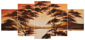 Gario Ručne maľovaný obraz Krásna Afrika - 5 dielny Rozmery: 150 x 70 cm