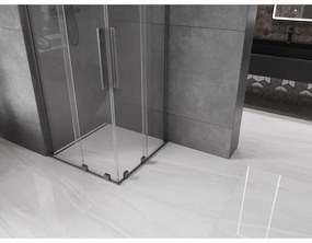 Mexen Velar L Duo, sprchový kút s posuvnými dverami 100 x 100 cm, 8mm číre sklo, grafit brúsený, 871-100-100-02-03-66