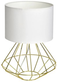 Stolná lampa Lupo, 1x biele textilné tienidlo, g