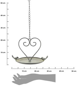 Závesné napájadlo pre vtáky Lana, 53x28,6 cm, kov, sivá