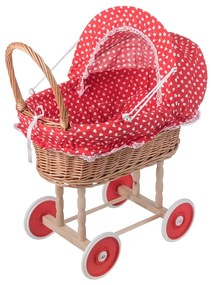 ČistéDrevo Prútený kočík pre bábiky so vzorom