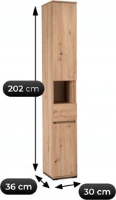 Policová skriňa Vendeta (dub artisan) . Akcia -19%. Vlastná spoľahlivá doprava až k Vám domov. 1129287