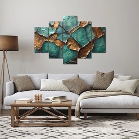 Obraz - Zeleno-zlatá maľba (150x105 cm)