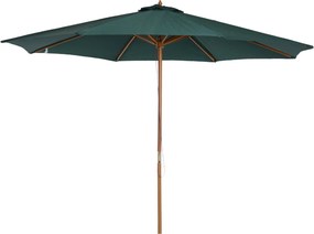 Slnečník Outsunny Ø300x250 cm s Dreveným Stĺpom a Kladičkovým Systémom s 8 Počuje pre Záhradu, Terasu a Patio Zelený | Aosom